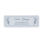 Dusty Blue Simple Boho Floral Retouradres Etiket (Voorkant)