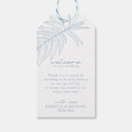 Dusty Blue Simple Botanical Cadeaulabel