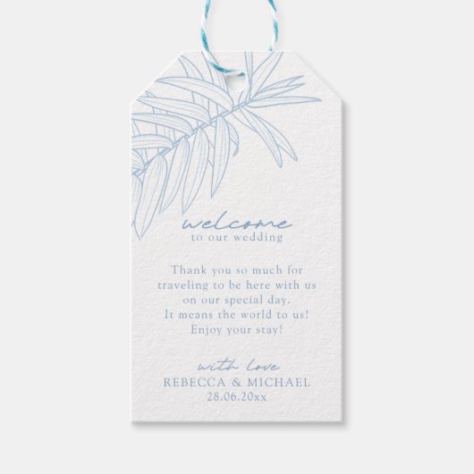Dusty Blue Simple Botanical Cadeaulabel (Voorkant)