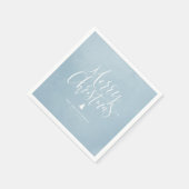 Dusty Blue Simple Calligraphy Merry kerst Servet (Hoek)