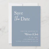 Dusty Blue Simple Calligraphy Photo Save the Date (Voorkant)
