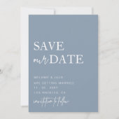 Dusty Blue Simple Calligraphy Save the Date (Voorkant)