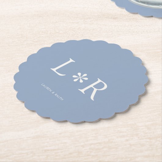 Dusty Blue Simple Chic Couple Kartonnen Onderzetters (Gekanteld)