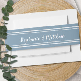 Dusty Blue Simple Chic Elegant Minimalist Wedding Uitnodigingen Wikkel