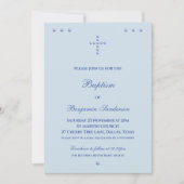 Dusty Blue Simple Cross Christian Baptism Kaart (Voorkant)