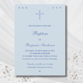 Dusty Blue Simple Cross Christian Baptism Kaart