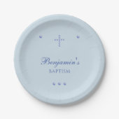 Dusty Blue Simple Cross Christian Baptism Papieren Bordje (Voorkant)