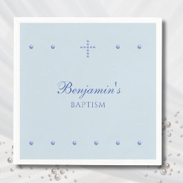 Dusty Blue Simple Cross Christian Baptism Servet
