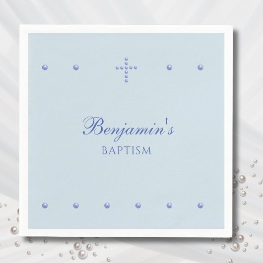 Dusty Blue Simple Cross Christian Baptism Servet