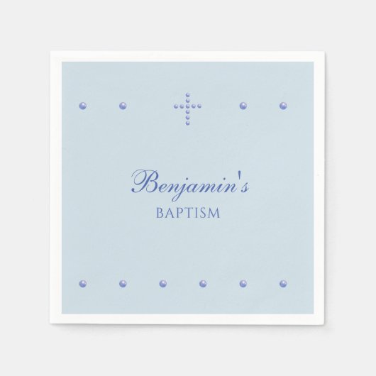 Dusty Blue Simple Cross Christian Baptism Servet (Voorkant)
