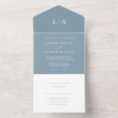 Dusty Blue Simple Elegant 1 Wedding All In One Uitnodiging (Binnen)