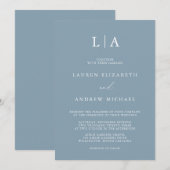 Dusty Blue Simple Elegant 1 Wedding Invitation Kaart (Voorkant / Achterkant)