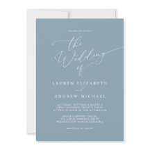 Dusty Blue Simple Elegant 1 Wedding Invitation