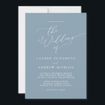 Dusty Blue Simple Elegant 1 Wedding Invitation Kaart<br><div class="desc">Prachtige,  stoffige blauwe,  minimalistische trouwuitnodiging. Volledig aanpasbaar met namen,  datums,  locatie en kleuren die overeenkomen met uw trouwthema.</div>