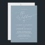 Dusty Blue Simple Elegant 1 Wedding Invitation Kaart<br><div class="desc">Prachtige,  stoffige blauwe,  minimalistische trouwuitnodiging. Volledig aanpasbaar met namen,  datums,  locatie en kleuren die overeenkomen met uw trouwthema.</div>