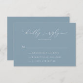 Dusty Blue Simple Elegant 1 Wedding RSVP Kaart (Voorkant / Achterkant)