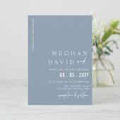 Dusty Blue Simple Elegant Modern Wedding Kaart (Staand voorkant)