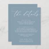 Dusty Blue Simple Elegant Wedding 1 Enclosure Kaar Informatiekaartje (Voorkant / Achterkant)