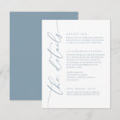 Dusty Blue Simple Elegant Wedding 2 Informatiekaartje (Voorkant / Achterkant)