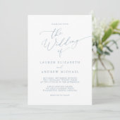Dusty Blue Simple Elegant Wedding Invitation Kaart (Staand voorkant)