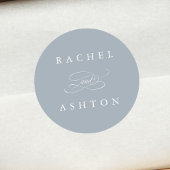 Dusty Blue Simple Elegant Wedding Ronde Sticker