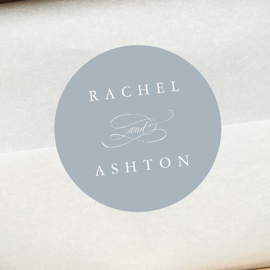 Dusty Blue Simple Elegant Wedding Ronde Sticker