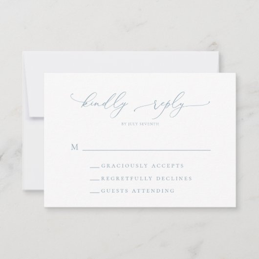 Dusty Blue Simple Elegant Wedding RSVP-kaart RSVP Kaartje (Voorkant)
