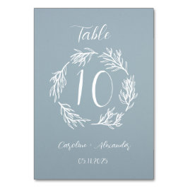 Dusty Blue Simple Floral Script Minimalistisch Chi Kaart