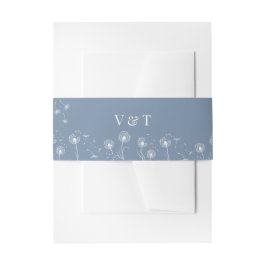 Dusty Blue Simple Floral Wedding Uitnodigingen Wikkel