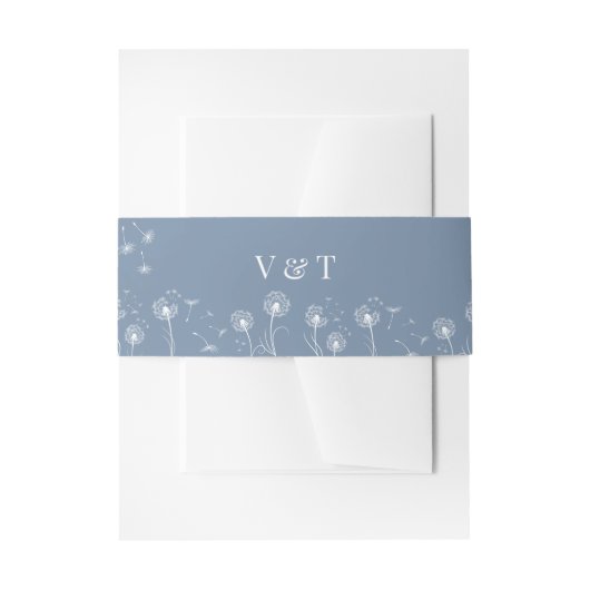 Dusty Blue Simple Floral Wedding Uitnodigingen Wikkel (Voorkant Voorbeeld)