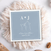 Dusty Blue Simple Minimalist Cat Monogram Weddensc Servet