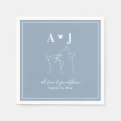 Dusty Blue Simple Minimalist Cat Monogram Weddensc Servet (Voorkant)