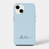 Dusty Blue Simple Minimalist Custom Name Script iPhone Hoesje (Achterkant)