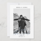 Dusty Blue Simple Minimalist Photo Save the Date (Voorkant)