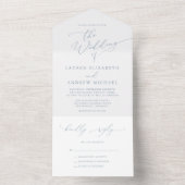 Dusty Blue Simple Minimalist Weddenschap All In One Uitnodiging (Binnen)