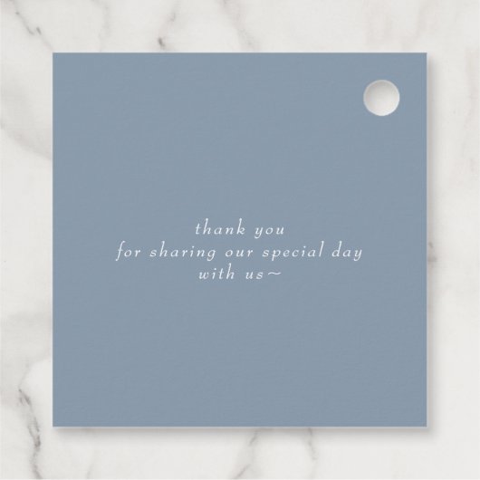 Dusty Blue Simple Modern Botanical Wedding Bedankjes Labels (Achterkant)