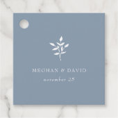 Dusty Blue Simple Modern Botanical Wedding Bedankjes Labels (Voorkant)