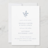 Dusty Blue Simple Modern Botanical Wedding Kaart (Voorkant)