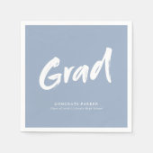 Dusty Blue Simple Modern Brush Script Afstuderen Servet (Voorkant)