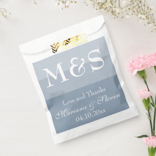 Dusty Blue Simple Modern Chic Script Favor Bag Bedankzakje (Gezegeld)