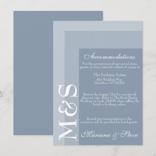 Dusty Blue Simple Modern Chic Script Weddencard Bedankkaart (Voorkant / Achterkant)
