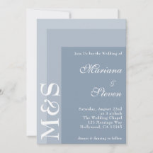 Dusty Blue Simple Modern Chic Script Wedding Invin