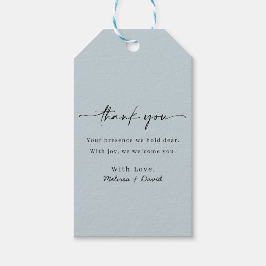 Dusty Blue Simple Modern Elegant Wedding Dank u Cadeaulabel (Voorkant)