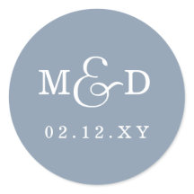 Dusty Blue Simple Modern Monogram Weddenschap