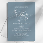 Dusty Blue Simple Modern Script Wedding Kaart