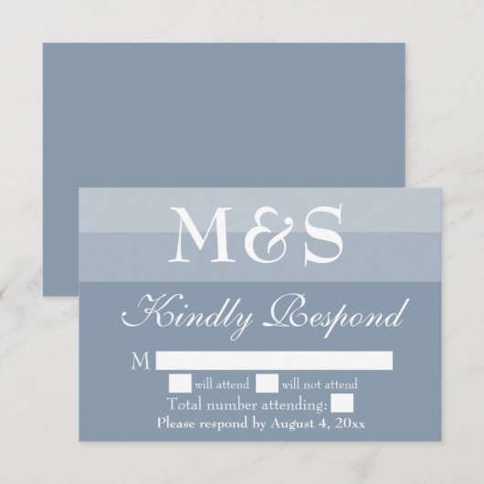 Dusty Blue Simple Modern Script Wedding RSVP-kaart Bedankkaart (Voorkant / Achterkant)