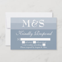 Dusty Blue Simple Modern Script Wedding RSVP-kaart