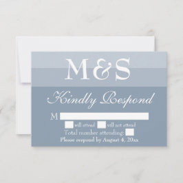 Dusty Blue Simple Modern Script Wedding RSVP-kaart Bedankkaart