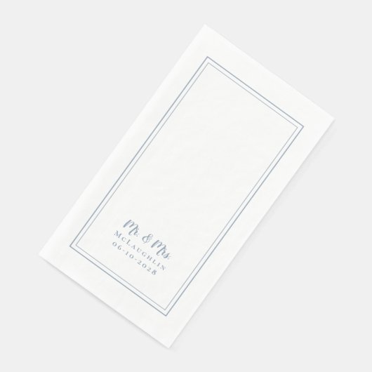 Dusty Blue Simple Modern Wedding Dinner Servet (Hoek)
