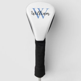 Dusty Blue Simple Monogram Name Persoonlijk Golfheadcover
